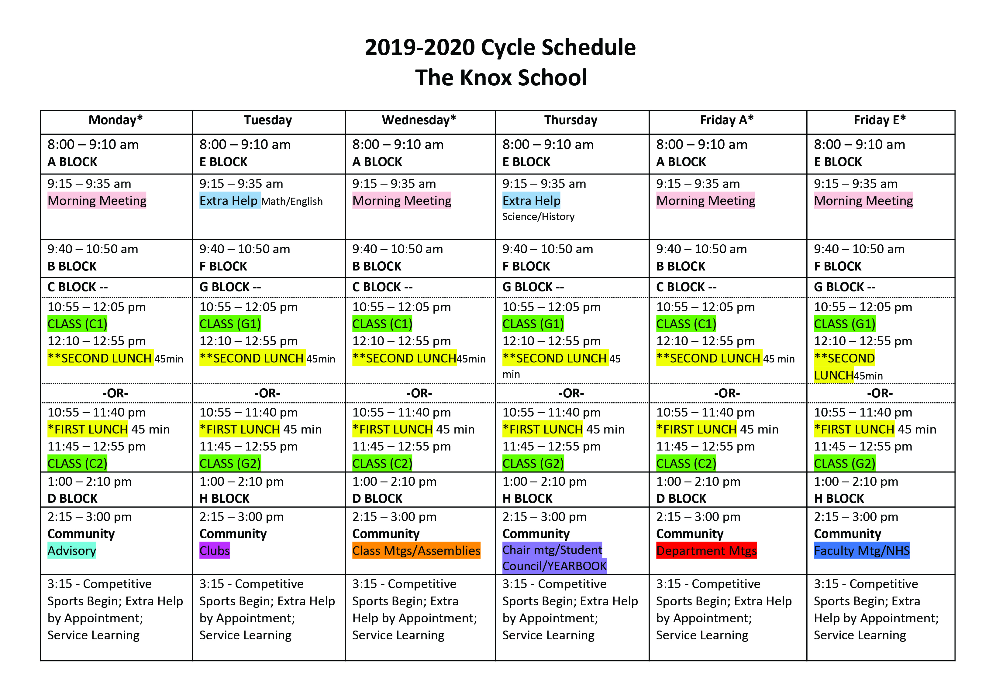 Schedule