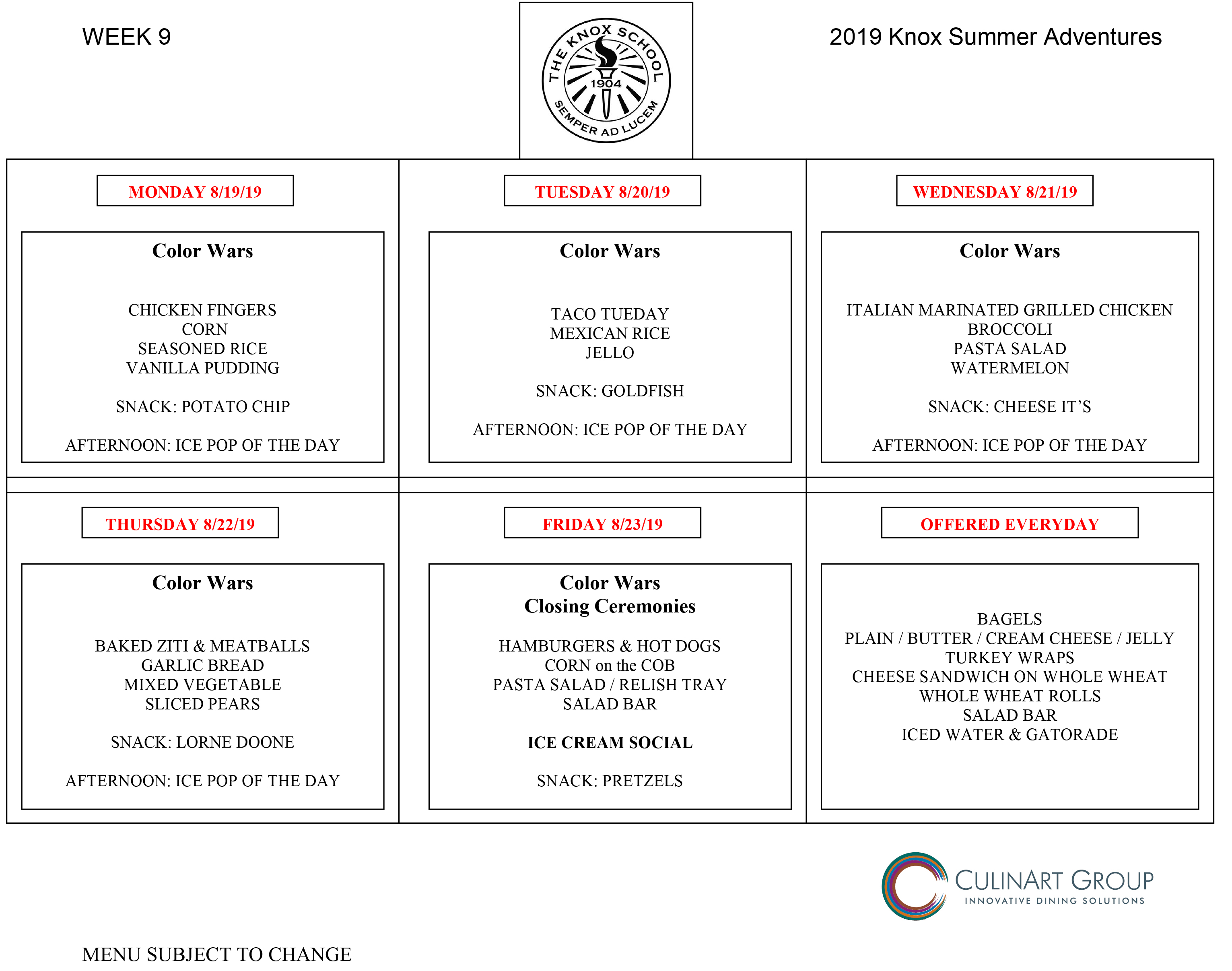 Lunch Menus The Knox School