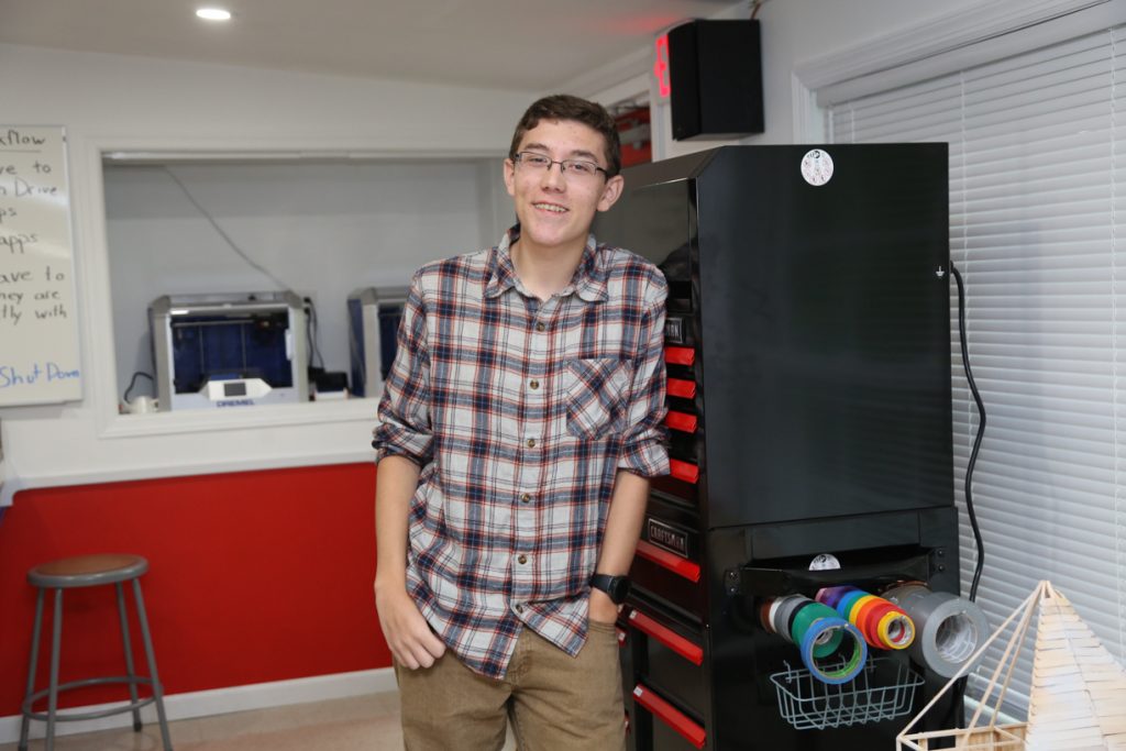 Student Quinn Trafas in STEM Lab